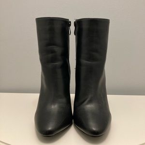 Black faux leather booties
